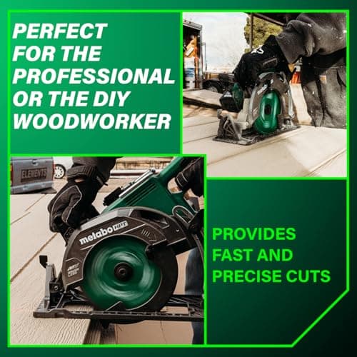 Metabo HPT 36V MultiVolt 7-1/4 Inch Rear Handle Circular Saw, Cordless Circular Saw with 36V Battery, Lightweight Design, 53° Bevel Capacity, Brushless Motor, Electric Brake, C3607DWA