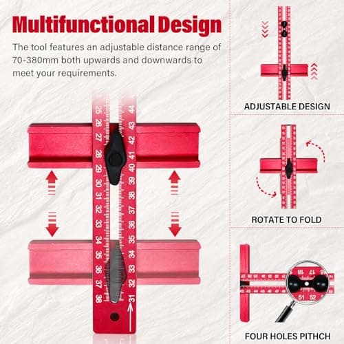 New 4 in 1 Router Milling Groove Bracket, Aluminum Alloy Router Circle Cutting Jig, Multifunctional Router Guide for Cutting Circles, Adjustable Router Jig Tool for Woodworking (Rose Red)