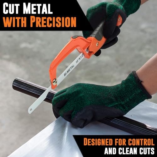 Mutt Tools Mini Hacksaw for Metal with 10-inch Bi-Metal Blade for Precision Cutting - Compatible with 10" and 12" Blades - Small Cutting Saw