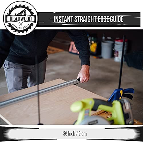 DCT Aluminum Pro Grip Clamp Straight Edge Wood Cutting Table Saw Guide, 36in / 91cm – Circular, Rotary, Jig, Router Silver