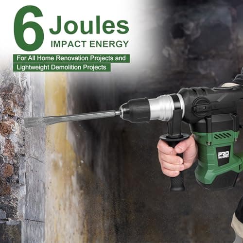 Prostormer 1-1/4" SDS-Plus Rotary Hammer, 13 Amp Powerful Motor, 4 Functions Rotary Hammer Drill with Case, Including Grease, Chisels, Drill Bits, for Concrete, Steel, Wood
