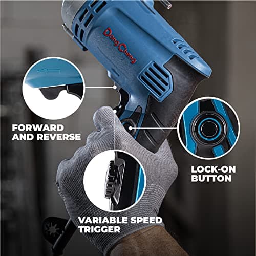 DongCheng Hammer Drill 6A,1/2 Inch Keyed Chuck, 0-3000 RPM/45000 BPM Impact Drill with 15PCS Drilling Bits for Brick Wall, Metal & Wood, DZJ05-13