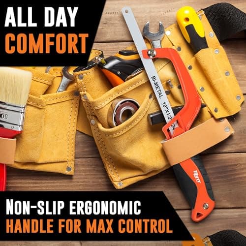 Mutt Tools Mini Hacksaw for Metal with 10-inch Bi-Metal Blade for Precision Cutting - Compatible with 10" and 12" Blades - Small Cutting Saw