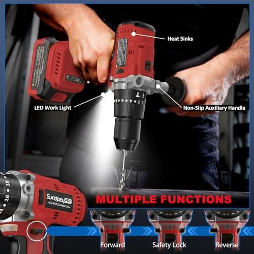 1060In·lbs Cordless Drill Driver - 20+3 Torque Brushless Hammer Drill with 2 x 4.0Ah Battery & Fast Charger - 21V Electric Power Drills Set with 2 Speeds & 1/2 Inch Self-locking Metal Chuck