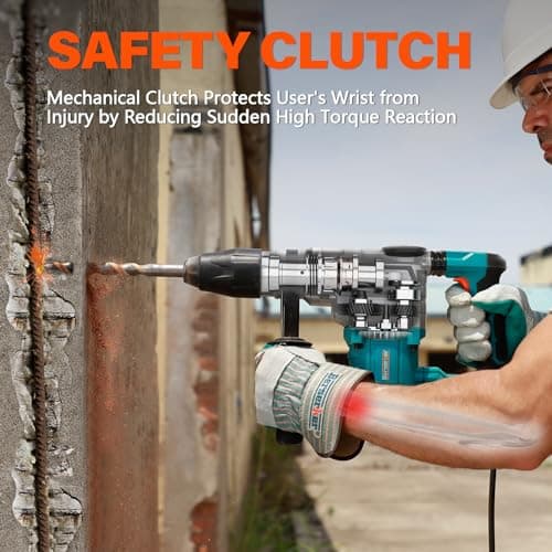 Berserker 1-9/16" SDS-Max Heavy Duty Rotary Hammer Drill with Vibration Control,Safety Clutch,13 Amp 3 Functions Demolition Rotomartillo for Concrete-Including 4 Drill Bits,2 Chisels,Carrying Case