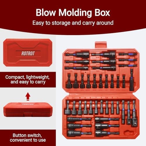 39-Piece Magnetic Nut Driver Set, Includes Metric & SAE Impact Driver Bit Set, Bit Extension & Drill Bit Adapter | 1/4" Hex Shank | Cr-V Steel, Screwdriver Bits, Bit Holder, Slotting Tool Box