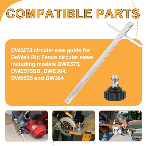 DW3278 Circular Saw Rip Fence for DEWALT DCS575, DCS570, DCS577, DWE575 and DWS535 Circular Saw, Cutting Fence for 7-1/4-Inch to 8-1/4-Inch Circular Saws, with Round Head Stop Screw and Spring(2-Pack)