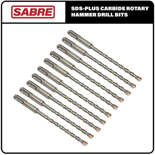 10-Pack 1/4 Inch x 6 Inch SDS Plus Rotary Hammer Drill Bits, Carbide Tipped for Brick, Stone and Concrete (1/4” x 4" x 6")