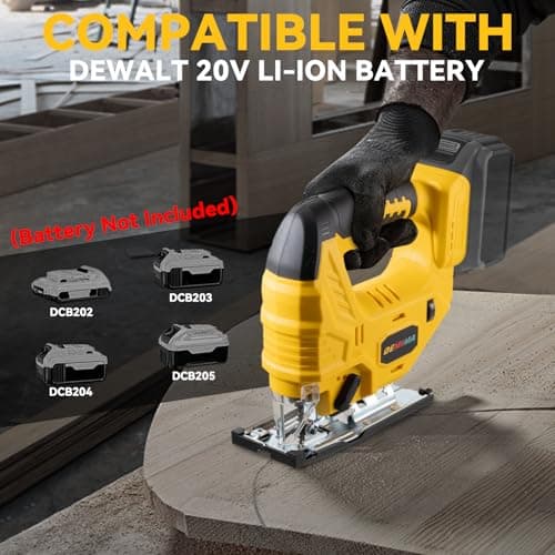Cordless Jig Saw for De-Walt 20V Battery, 7 Speed Variable Up to 3200RPM, LED Light, 45° Bevel Cuts, 3 Orbital Motions, with Jig Saw Blade for Straight/Curve/Circle Cutting(Battery Not Include)