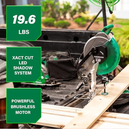 Metabo HPT 18V MultiVolt Cordless 10-Inch Single Bevel Miter Saw, Wide Range of Miter and Bevel Cutting Options, Xact Cut LED Shadow System, Brushless Technology, Tool Body Only, C1810DFAQ4