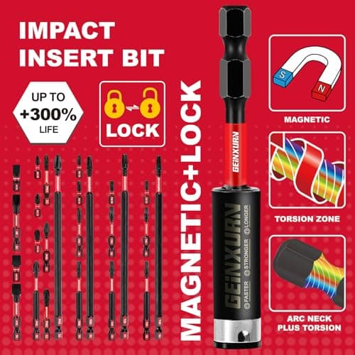 Impact Tough Magnetic Mixed 45Pack Insert Driver Bits, S2 Alloy Steel Screwdriver Power Bits Set with 1Pcs Impact Magnetic Bit Holder