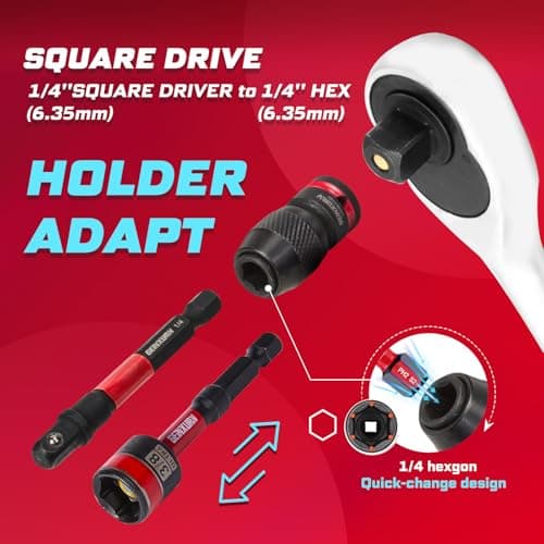 98Pieces 1”/2” Impact Screwdriver Bits Set, Magnetic S2 Steel (Phillips/Slotted/Square/Torx/Hex/Security Torx) Driver Bits Tips,Impact Bit Holder and Nut Driver with Red Storage Box Case