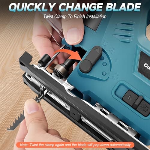Cordless Jig Saw with 4000mAh Battery, Cordless Jigsaw Tool for Ma-kita 18V Battery, with 7 Blades, Dust Tube, 0°-45° Bevel Cuts & 4 Orbital Setting, LED Light, for Wood PVC Metal Cutting