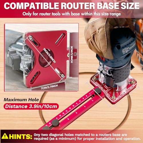 New 4 in 1 Router Milling Groove Bracket, Aluminum Alloy Router Circle Cutting Jig, Multifunctional Router Guide for Cutting Circles, Adjustable Router Jig Tool for Woodworking (Rose Red)