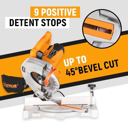 Hoteche 7-1/4-Inch Miter Saw 7.5A Compound Single Bevel Chop Saw with Laser and Blade for Wood and Metal Working