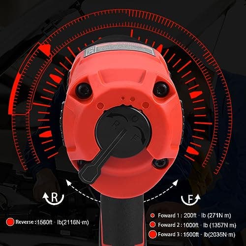 XIIW 1/2 Inch Air Impact Wrench, Max Torque 1560 ft-lbs, lightweight 4.4 lb Design, Heavy Duty 8000RPM 1/2 Air Impact Gun Driver, Twin Hammer Pneumatic Tool for Automobile Repair