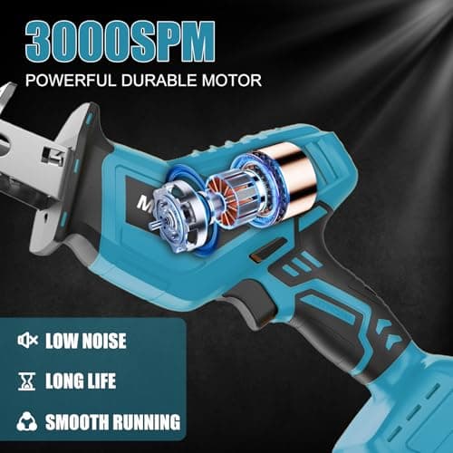 Cordless Reciprocating Saw 20V with 2 Batteries & Charger, Variable Speed 0-3000SPM, Tool-Free Blade Change, Includes 4 Saw Blades for Wood, Metal, PVC and Tree Cutting