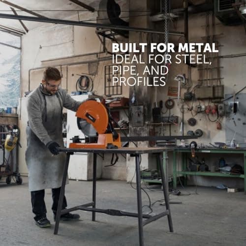 Slugger by Fein 14" Metal Cutting Saw - High Torque Low-Speed Motor, Precision Bevel Cuts, Cast Aluminum Base, Integrated Chip Collection, Ergonomic Handle - 72905361120