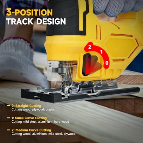 Cordless Jig Saw for DeWalt 20V Battery, Brushless Jigsaw Tool, 0°-45° Bevel Cuts, 3-Position Orbital for Wood/Metal/PVC Cutting (NO Battery)