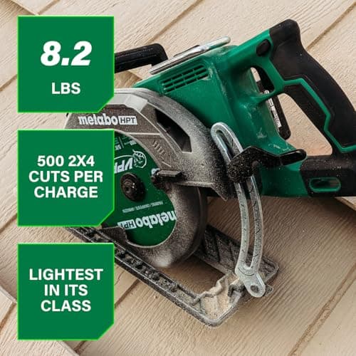 Metabo HPT 36V MultiVolt 7-1/4 Inch Rear Handle Circular Saw, Cordless Circular Saw with 36V Battery, Lightweight Design, 53° Bevel Capacity, Brushless Motor, Electric Brake, C3607DWA