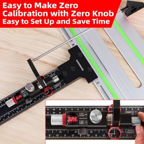 Track Saw Parallel Guide System with Mirco Adjustable Flip Stop and Zero Calibration for Woodworking Repeatable Rip Cuts for Track Saw Guide Rail Compatible with Festool,Makita,Milwaukee