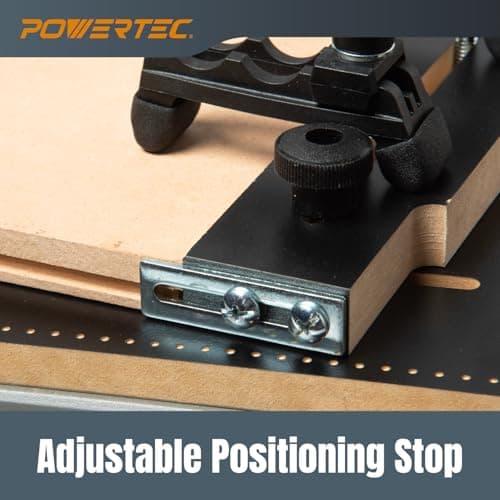 POWERTEC Table Saw Tapering Jig, Small Parts Taper Jig with 3/4" x 3/8" Miter Bar, Adjustable Hold Down Clamp, Non-Slip Grip Strips, Ergonomic Handle - Table Saw Jig Accessories (71875)