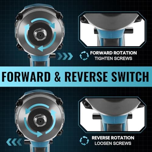 1/2 inch Cordless Impact Wrench - 1200N.m High Torque Heavy Duty Impact Gun with 2x 4.0Ah Batteries, 21V Powerful Impact Driver/Drill for Tough Auto Repair and Construction Tasks