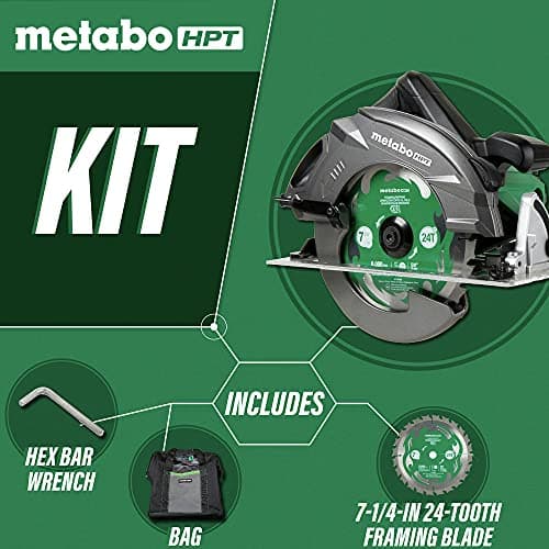 Metabo HPT Circular Saw Kit | RIPMAX | 7 1/4-Inch Blade | 6,800 RPM | Dust Blower Function | 5-Year Warranty | C7UR