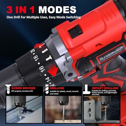 1060In·lbs Cordless Drill Driver - 20+3 Torque Brushless Hammer Drill with 2 x 4.0Ah Battery & Fast Charger - 21V Electric Power Drills Set with 2 Speeds & 1/2 Inch Self-locking Metal Chuck