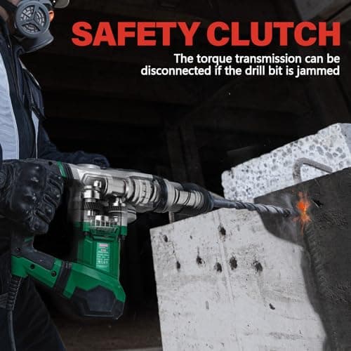 1-1/2" SDS-Max Heavy Duty Rotary Hammer Drill,12.5 Amp 3 Functions Corded Vibration Control Demolition Rotomartillo with Safety Clutch for Concrete,Includes 1 Drill Bits,2 Chisels,Carrying Case