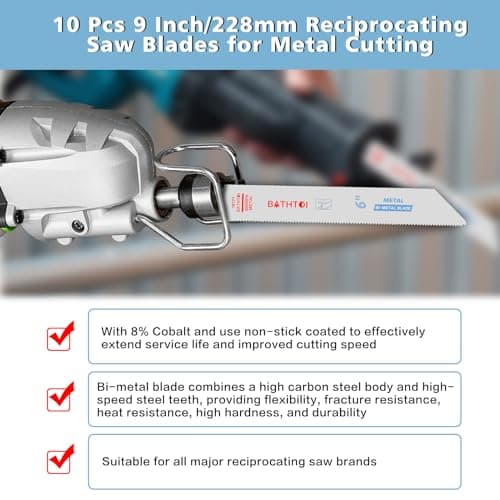 25 Pack 6 Inch 18 Tpi Reciprocating Saw Blades for Sheet Metal, Pipes, Nails Cutting, Profiles Cutting, Bi-Metal Sawzall Blades with 8% Cobalt for Longer Life and Faster Cutting Speed