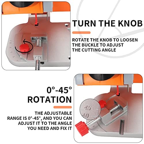 SI FANG Benchtop Cut-Off Saw Miniature Compound-Cutting, Mini Miter Chop Saw for Metal Wood Plastic Crafts Making Carbon Arrow Shafts Cutting, Max 45° Adjustable Small Electric Table Tool