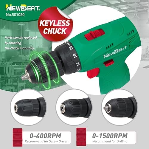 Cordless Drill Set, 12V Power Drill Driver with Battery and Charger, 3/8" Keyless Chuck, 2 Variable Speed, 18+1 Torque Setting, Cordless Drill Driver Kit for Home and DIY Project