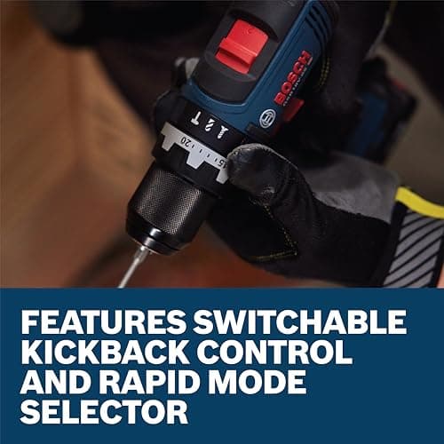BOSCH GSB18V-65N 1/2 In. Brushless Hammer Drill/Driver - 575 In.-Lbs. Max Torque, Switchable KickBack Control, Rapid Mode Selector, Dual LED Worklights, All-Metal Chuck (Bare Tool)