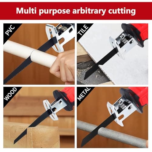 Cordless Reciprocating Saw | 21V 2000mAh * 2 Batteries, 3000RPM, 28mm Stroke Length, 4 Blades | Electric Power Reciprocating Saw for Wood/Metal/PVC Cutting