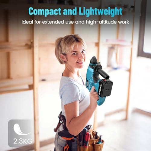 Seesii 21V Cordless Rotary Hammer Drill, 2x4.0Ah Battery Power Hammer with SDS-Plus Change Adapter Including 3 Drill Bits, Flat/Point Chisels Lightweight Electric Hammer Drill for DIY Projects