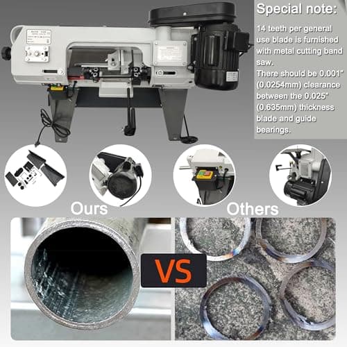 110V Horizontal Vertical Bandsaw 1/2HP 420W Bench Top Metal Cutting Bandsaw Machine with 100x150mm Cutting Capacity Tilting Vise 0-45° Casters Work Light for Metal & Non-Metallic Materials