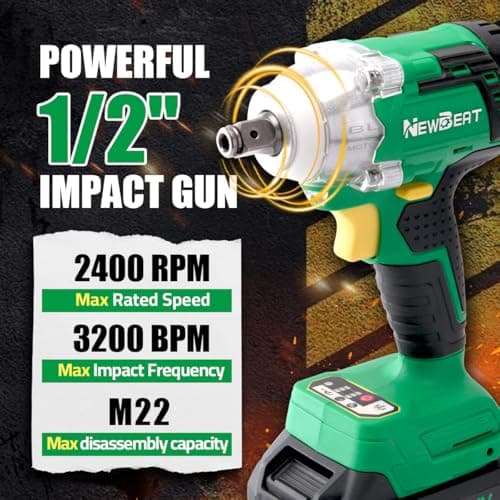 Cordless Impact Wrench, 21V Brushless 1/2 inch Impact Wrench, Electric Impact Gun, Power Impact Driver with 4.0Ah Battery and Charger, Variable Speeds for Car, Home DIY, Tire Removal Tool