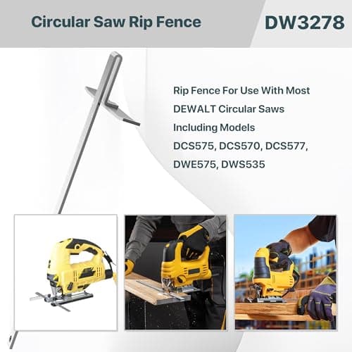 DW3278 Circular Saw Rip Fence Kit – Compatible with DeWalt DCS575, DCS570, DCS577, DWE575, DWS535, and Works with 7-1/4-Inch to 8-1/4-Inch Circular Saws, Includes Round Head Stop Screw and Spring