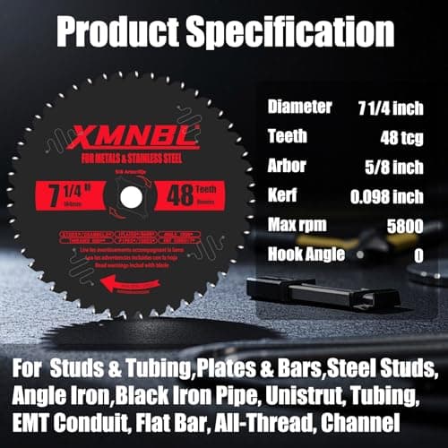 7 1/4 Inch Metal Cutting Saw Blade,Replace for Diablo D0748CF 7 1/4 Inch Metal and Stainless Steel Cutting Saw Blade,Compatible with 7-1/4 Inch Circular Saw,Cermet Carbide,5/8" Arbor,5X Longer Life