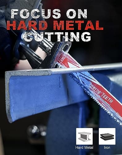 EZARC Carbide Reciprocating Saw Blade R978HM Endurance for Thick Metal, Cast Iron, Alloy Steel 9-Inch 8TPI, 3-Pack