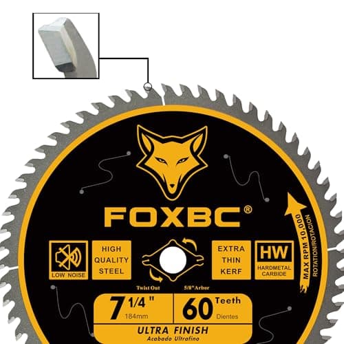 FOXBC 7-1/4" Circular Saw Blade Ultra Fine Finish 60-Tooth, Replacement for Freud Diablo D0760A D0760X, DeWalt DWA171460 Circular Saw Blade