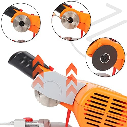 SI FANG Benchtop Cut-Off Saw Miniature Compound-Cutting, Mini Miter Chop Saw for Metal Wood Plastic Crafts Making Carbon Arrow Shafts Cutting, Max 45° Adjustable Small Electric Table Tool
