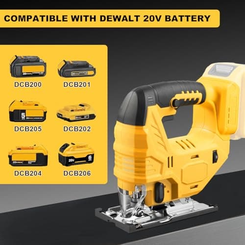 Cordless Jig Saw Compatible with Dewalt 20V Battery, Brushless Jig Saw with 6pcs Blades, 4 Orbital Sets for Wood, Plastic and Metal Cutting (Tool Only, No Battery)
