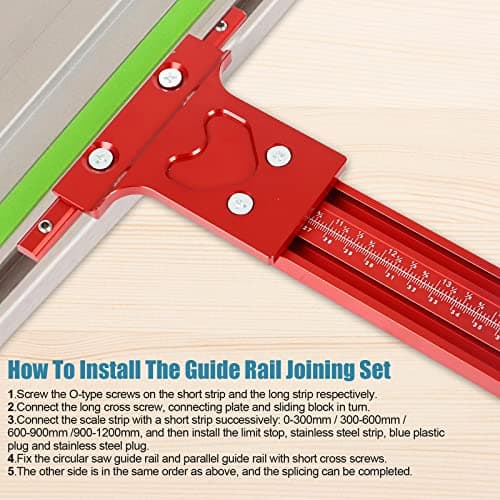 Parallel Rail Guide System (Updated Version), Woodworking Track Saw Guide Rail Joining Set Aluminium Alloy Circular Saw Track Set Fixed Guide Rail Bracket Universal T-Track Auxiliary Tool
