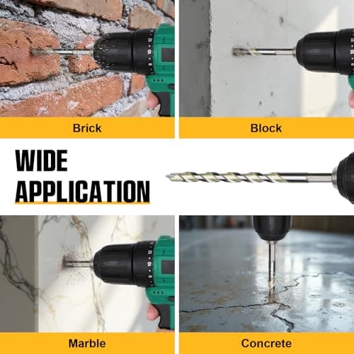 Concrete Drill Bit Set, 8 PCS Masonry Drill Bit Set for Concrete 5/32"-3/8", Industrial Carbide Drill Bits, Shockproof Hex Shank Hammer Drill Bit Set for Cement/Porcelain Tile/Brick/Class/Plastic