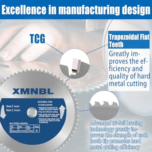 14 Inch Metal Steel Cutting Saw Blade,Replacement for Evolution 14 Inch Chop Saw Blade for Evolution S14CPS,S15CPS,S355MCS,S355CPS,S380CPS|Metal Cutting Saw,66Teeth Mild Steel Cermet Blade
