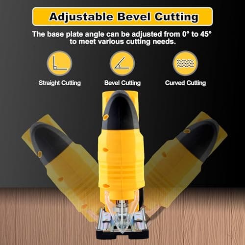 Cordless Jig Saw Compatible with Dewalt 20V Battery, Brushless Jig Saw with 6pcs Blades, 4 Orbital Sets for Wood, Plastic and Metal Cutting (Tool Only, No Battery)