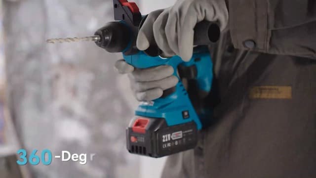 Seesii 21V Cordless Rotary Hammer Drill, 2x4.0Ah Battery Power Hammer with SDS-Plus Change Adapter Including 3 Drill Bits, Flat/Point Chisels Lightweight Electric Hammer Drill for DIY Projects