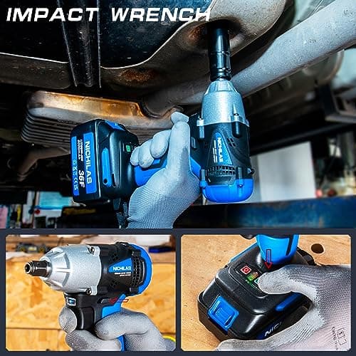Cordless Impact Wrench, 2 IN 1 Screwdriver Head, 21V electric power wrench, 420Nm High Torque, 4 Pole Motor, Include Battery & Charger & Carrying Plastic Box